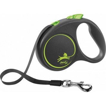 Повідець-рулетка Flexi Black Design М стрічка 5м/25 кг (Зелений) В34026 фото