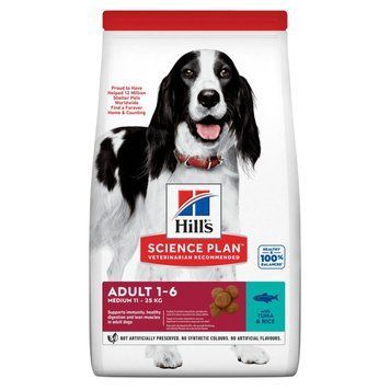 Корм для собак Хиллс Hills SP Adult Medium с тунцем и рисом сухой корм для средних пород собак 12 кг 604280 фото