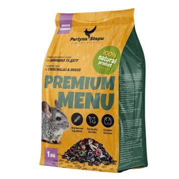 Зерносмесь Жемчужина Степи: Premium Menu для шиншилл и белок дегу, 1 кг VS-PSU83015 фото