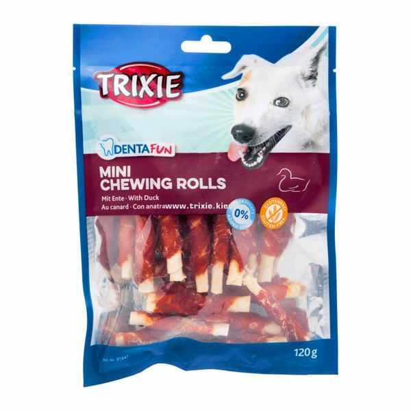 Ласощі для собак Trixie (TX-31347) DentaFun Duck Chewing Rolls Mini палички для чистки зубів собак з качкою 6 см 120 г TX31347 фото