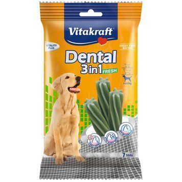Ласощі для собак вагою від 10 кг Вітакрафт Vitakraft Dental Stick 3in1 FRESH смачні палички для догляду за зубами з м&rsquo;ятою, 180 г В30892 фото