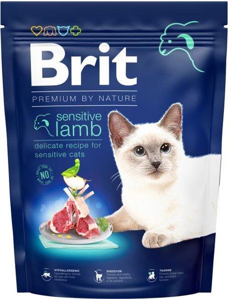 Сухой корм для кошек с чувствительным пищеварением Brit Premium by Nature Cat Sensitive с ягненком 300 г 171849 фото