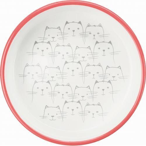 Миска Trixie для кошек коротконосых пород, керамическая, 15 см, 300 мл (коралловая/белая) 24771 фото