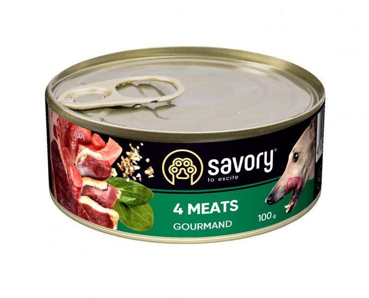 Консервы для собак Сейвори Savory Dog Gourmand 4 вида мяса, 100 г 30372 фото