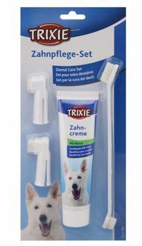 Зубная паста для собак Trixie TX-2561 с щеткой и двумя насадками 2561 фото