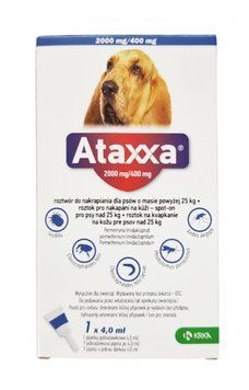 Атакса (Ataxxa) краплі для собак від 25 до 40 кг проти бліх, кліщів, вошей, волосоїдів (4,0 мл 1 піпетка) KRKA с-94651 фото