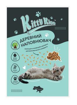 Древесный наполнитель Кити Кис Kitty Kiss Темный для кошек, 10 кг kitty7 фото