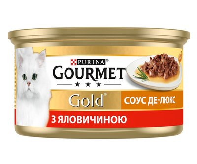 Консерва Gourmet Gold (Гурме Голд) Соус Де-Люкс для кішок з яловичиною 85 г Purina 705134 фото