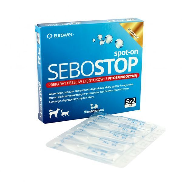 Sebostop Spot-on краплі проти себореї (Себостоп) для собак і кішок упаковка №5 піпеток по 2 мл Eurowet і-902204 фото