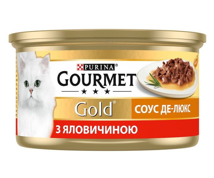 Консерва Gourmet Gold (Гурме Голд) Соус Де-Люкс для кошек с говядиной 85 г Purina 705134 фото