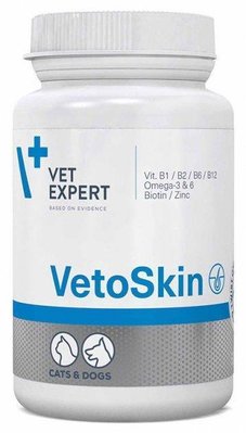 Кормова добавка VetoSkin (ВетоСкін) для собак і кішок здорова шкіра та шерсть 90 капсул VetExpert 200539 фото