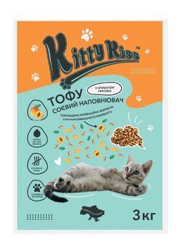 Наполнитель Кити Кис Kitty Kiss Тофу соевый для кошек с персиком, 15 кг kitty23 фото
