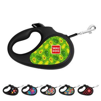 Повідець-рулетка для собак WAUDOG R-leash, малюнок "Авокадо", XS, до 12 кг, 3 м, світловідбивна стрічка чорний 8123-0048-01 фото