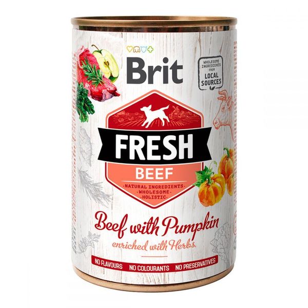 Вологий корм для собак Бріт Brit Fresh з яловичиною та гарбузом 400 г 100158/3886 фото