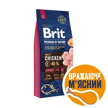 Сухий корм Бріт Brit Premium Junior L для цуценят і молодих собак великих порід віком від 3 до 24 місяців, 15 кг 170824/6437 фото