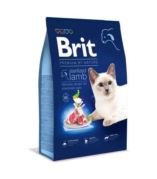 Сухой корм Брит Brit Premium by Nature Cat Sterilized Lamb с ягненком для кошек, 8 кг 171871 фото