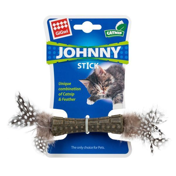 Игрушка для котов Спрессованная кошачья мята с перьями GiGwi Catnip, перо, кошачья мята, 8 см 75335 фото