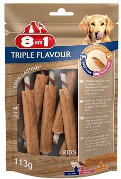 Ласощі 8in1 Triple Flavour реберця для собак 133 г (6 шт) 661435/144700 фото