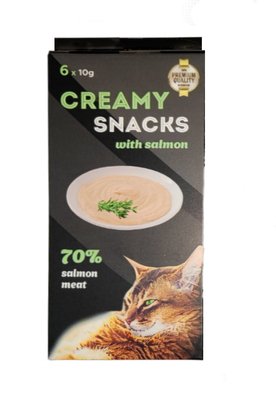 Ласощі Creamy Snacks (Кремі Снекс) для кішок, крем зі смаком лосося (в стиках), 6 х 10 г К312501 фото
