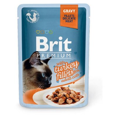 Вологий корм для котів із філе індички в соусі Brit Premium Cat pouch 85 г 111251/531 фото