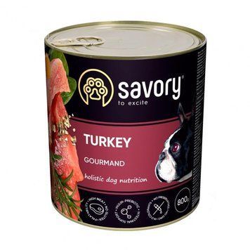 Вологий корм для дорослих собак Сейворі Savory з індичкою, 800 г 30525 фото