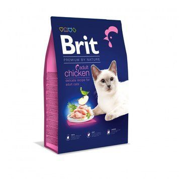 Сухой корм Brit Premium Cat by Nature Adult Chicken для кошек, с курицей, 8 кг 171867 фото