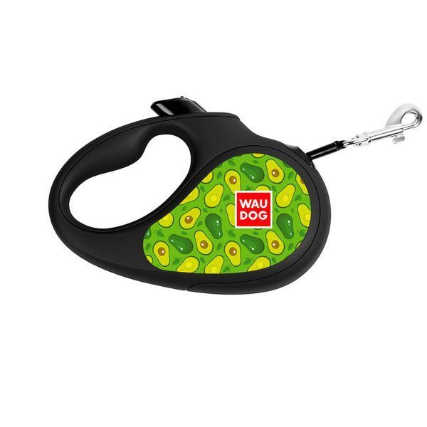 Повідець-рулетка для собак WAUDOG R-leash, малюнок "Авокадо", M, до 25 кг, 5 м, світловідбивна стрічка чорний 8125-0048-01 фото