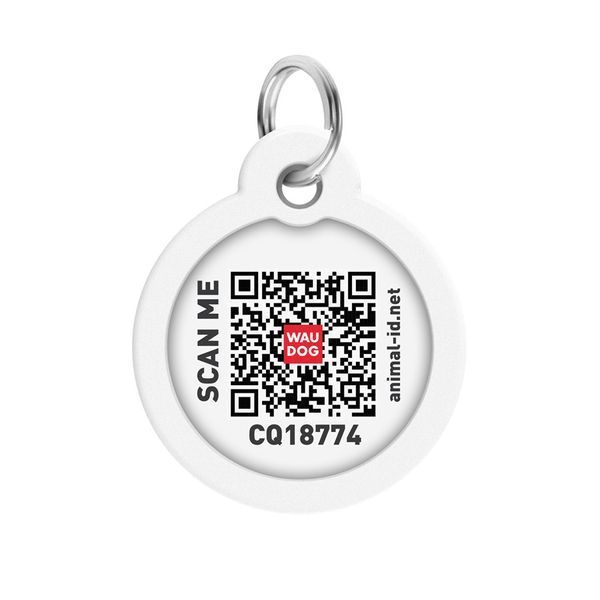 Адресник для собак и котов металлический WAUDOG Smart ID c QR паспортом, рисунок "NASA21", круг, Д 30 мм 230-0148 фото
