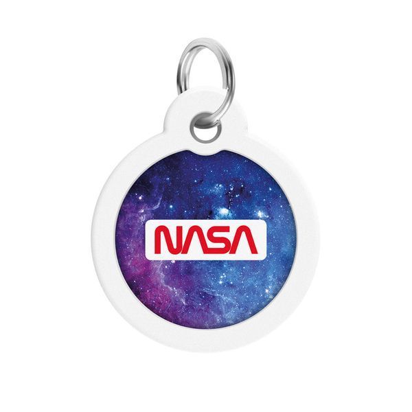 Адресник для собак и котов металлический WAUDOG Smart ID c QR паспортом, рисунок "NASA21", круг, Д 30 мм 230-0148 фото