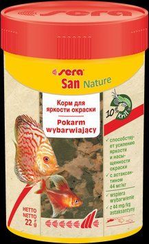 Корм для аквариумных рыб Sera San Nature (Сера Сан) хлопья для усиления окраски рыб 100 мл (22 г) х45291 фото