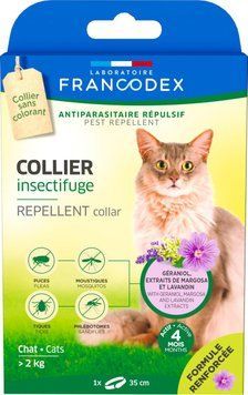 Ошейник для взрослых кошек Francodex (Франкодекс) с репеллентным действием от блох и клещей с гераниолом 35 см 175481 фото
