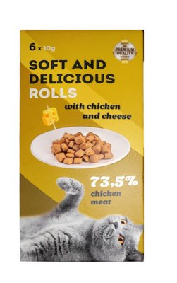 Рулетики Soft and Delicious (Софт и Делішес) лакомство для кошек со вкусом курицы и сыра, 6 х 10 г К312503 фото