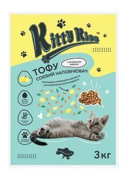 Наполнитель Кити Кис Kitty Kiss Тофу соевый для кошек с лимоном, 15 кг kitty26 фото