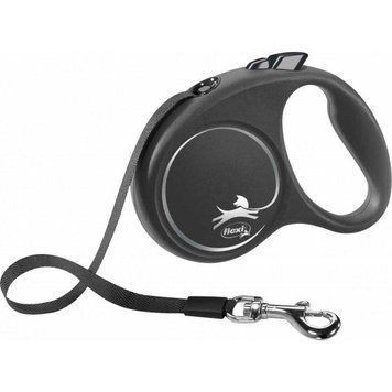 Повідець-рулетка Flexi Black Design L стрічка 5м/50 кг (Срібний) В34101 фото