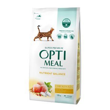 Сухой корм Оптимил Optimeal для взрослых кошек со вкусом курицы, 1.5 кг B1801201 фото