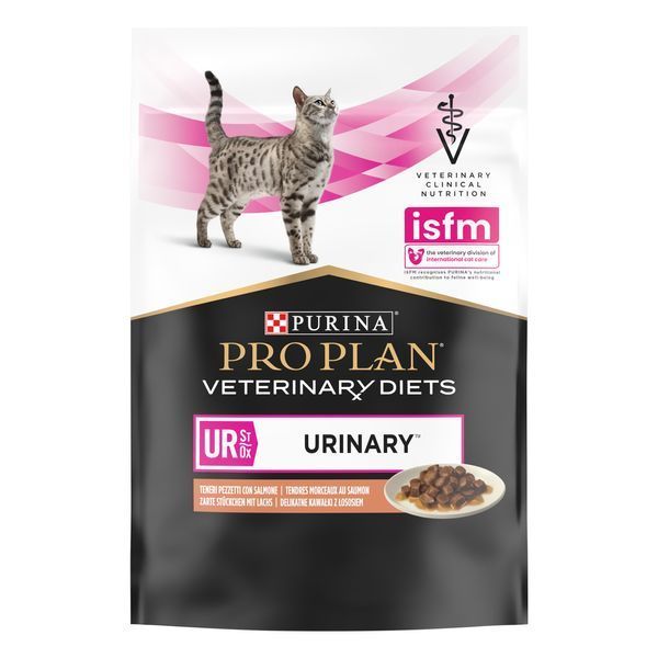 Упаковка Purina Pro Plan Veterinary Diets Urinary для котів розчинення струвітних каменів з лососем 10 x 85 г п100128 фото