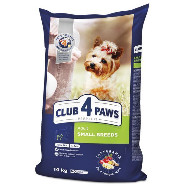 Повнораціонний сухий корм для дорослих собак CLUB 4 PAWS (Клуб 4 Лапи) Преміум для малих порід, 14 кг 4820083909542 фото