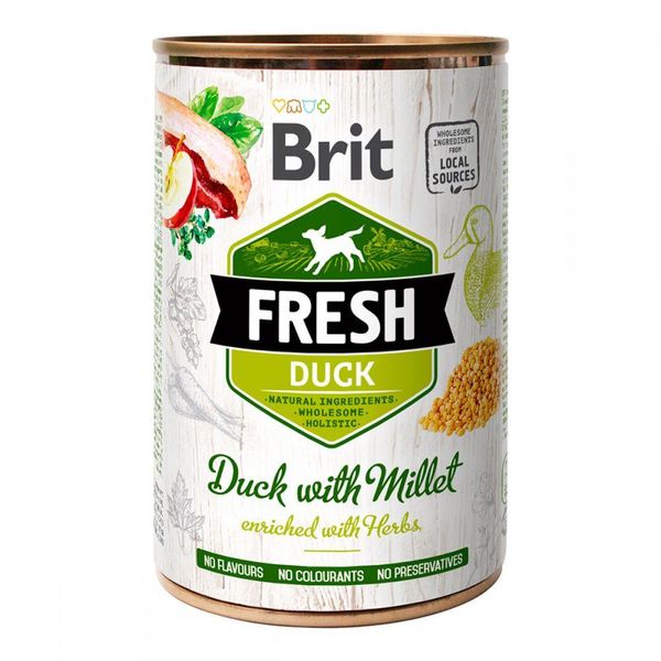 Консервы для собак Брит Brit Fresh Duck with Millet с уткой и пшеном, 400 г 100160/3909 фото