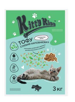 Наполнитель Кити Кис Kitty Kiss Тофу соевый для кошек с мятой, 15 кг kitty27 фото