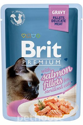 Brit Premium Філе лосося в соусі для стерилізованих котів 85 гр 111254/562 фото
