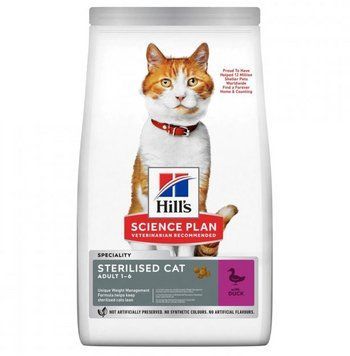 Сухой корм Хилс Hills SP Adult Sterilised для стерилизованных/кастрированных кошек от 1 до 6 лет с уткой 10 кг 607280 фото