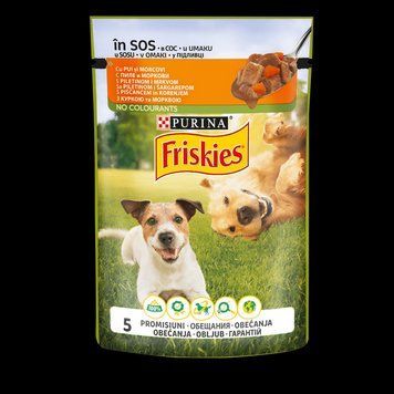 Вологий корм Friskies (Фріскіс) шматочки у підливці з куркою та морквою для дорослих собак, 100 г п150106 фото