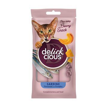 Крем-снеки для котів Делікшес Delickcious сардина з додаванням гарбуза ласощі для котів (4 шт х 15 г) D6251103 фото