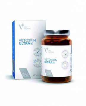 Додатковий корм Vet Expert VetoSkin Ultra (ВетоСкін Ультра) для підтримки шкіри/шерсті у котів і собак 60 капсул 211230 фото