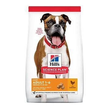 Сухий корм для малоактивних собак Хіллс Hills SP Light Adult Medium середніх порід з куркою 14 кг 604359 фото