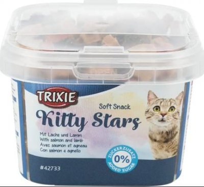 Trixie TX-42733 Soft Snack Kitty Stars 140 г - м'які зірочки для кішок з лососем та ягням 13108 фото