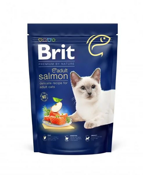 Сухой корм Брит Brit Premium by Nature Cat Adult Salmon с лососем для кошек, 800 г 171852 фото