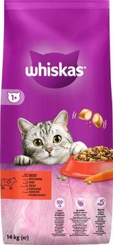 Сухой корм Whiskas (Вискас) для взрослых кошек с говядиной, 14 кг 149639 фото