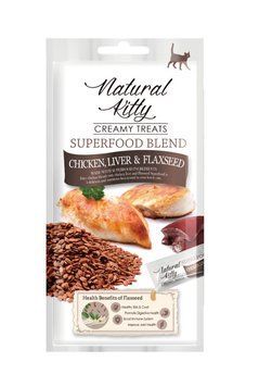 Крем-снек для котів Natural Kitty Creamy зі смаком курки печінки та насіння льону 4х12г В-22103 фото