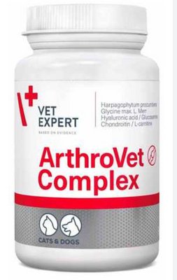 Кормова добавка VetExpert ArthroVet Complex (Артровет) при захворюваннях хрящів та суглобів для собак та котів 90 табл. 58242 фото
